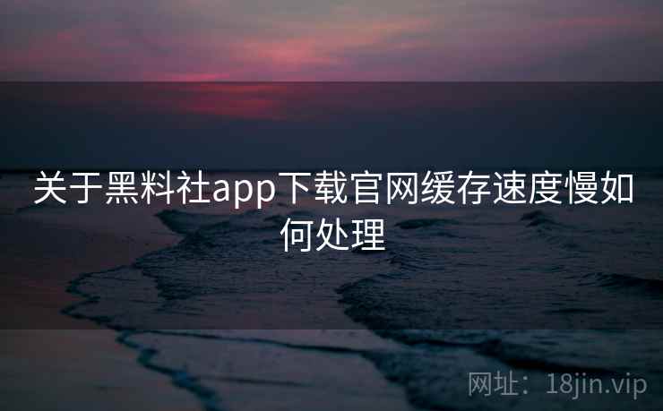 关于黑料社app下载官网缓存速度慢如何处理 关于黑料社app下载官网缓存速度慢如何处理
